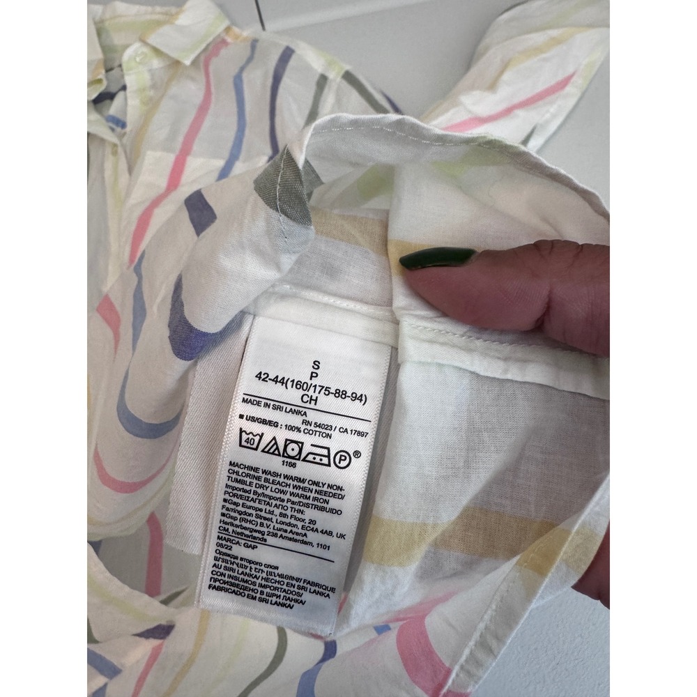 Gap The Big Shirt Pastel Rainbow Stripe Cotton Button Down Oversized Small pp - Picture 5 of 8